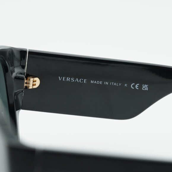 Versace VE4439 GB1/87 Sunglasses Black Shield Frame, Dark Grey Lenses